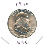 1960 Franklin Uncirculated Silver Half Dollar