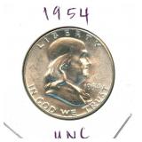 1954 Franklin Uncirculated Silver Half Dollar