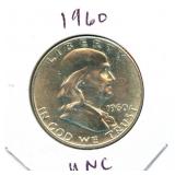 1960 Franklin Uncirculated Silver Half Dollar