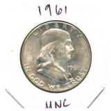 1961 Franklin Uncirculated Silver Half Dollar
