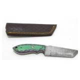 New Damascus Blade Tanto Knife with Leather