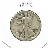 1942 Walking Liberty Silver Half Dollar