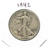 1942 Walking Liberty Silver Half Dollar
