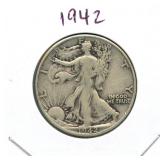 1942 Walking Liberty Silver Half Dollar