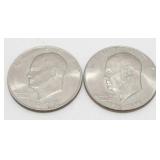 Two Vintage 1972 Eisenhower Dollar Coins
