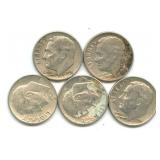 (5) Roosevelt Silver Dimes