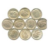(10) Roosevelt Silver Dimes