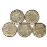 (5) Roosevelt Silver Dimes