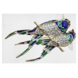 Vintage Jeweled Bird Brooch