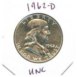 1961-D Franklin Uncirculated Silver Half Dollar