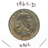 1963-D Franklin Uncirculated Silver Half Dollar