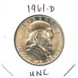 1961-D Franklin Uncirculated Silver Half Dollar