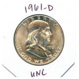 1961-D Franklin Uncirculated Silver Half Dollar