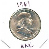 1961 Franklin Uncirculated Silver Half Dollar