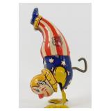 Vintage J Chein Uncle Sam Handstand Clown Wind-Up