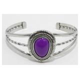 Native American Style Cuff Bracelet with Purple
