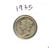 1935 Mercury Silver Dime