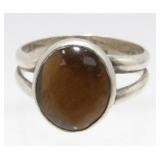 Vintage Sterling Silver Tiger Eye Ring - Size
