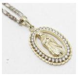 Vintage Virgin Mary Necklace 30ï¿½ Long - Marked