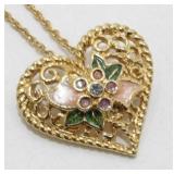 Vintage Jeweled Floral Brooch and Necklace