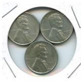 Group of (3) 1943 Uncirculated WWII Lincoln Steel