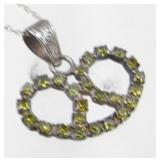 Sterling Silver and Green Stone Pretzel Necklace
