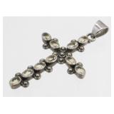 Vintage Sterling Silver and Stone Cross Pendant -