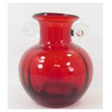* Vintage 1970ï¿½s Polish Ruby Red Art Glass Vase,