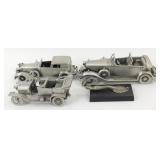 4 Cadillac Pewter Pieces including Hood Ornament