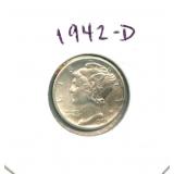 1942-D Mercury Silver Dime