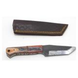 New Carbon Steel Tanto Knife with Leather Sheath