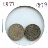 Pair of Great Britain Silver 3 Pence - 1877 &