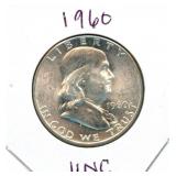 1960 Franklin Uncirculated Silver Half Dollar