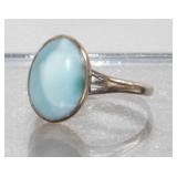 Larimar Gemstone 925 Sterling Silver Ring - Size