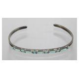 Vintage Turquoise Cuff Sterling Bracelet - Hand