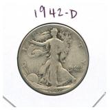 1942-D Walking Liberty Silver Half Dollar