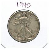 1945 Walking Liberty Silver Half Dollar