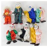 * 7 Porcelain Collectible Clowns
