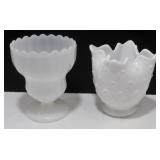 * 2 Milk Glass Vases