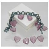Heart Charm Bracelet with Bead Chains &