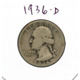1936-D Washington Silver Quarter