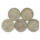 Group of 5 Canadian Silver Dimes