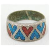 Silver Tone Heart Ring - 3.66 grams Total Weight,