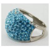 Sterling Silver Crystal Ring - 8.5 grams Total