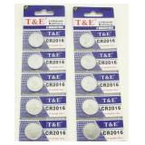 Lot of 10 Brand New CR2016 Lithium Batteries