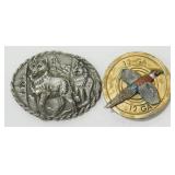 Pheasant and Wolf Belt Buckles