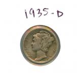 1935-D Mercury Silver Dime