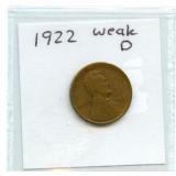 1922-Weak D Lincoln Wheat Cent