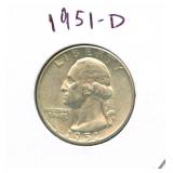1951-D Washington Silver Quarter