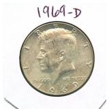 1969-D Kennedy Silver Half Dollar - 40% Silver